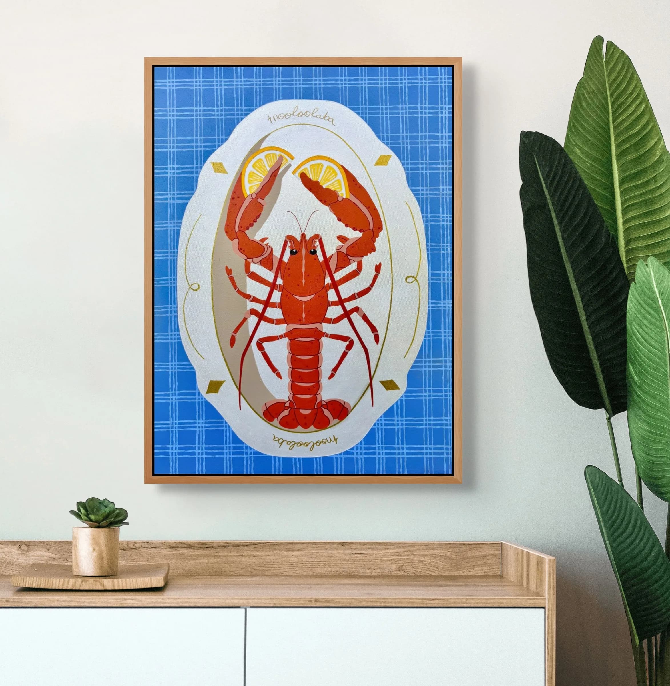 Moololaba — Lobster, lemons, blue gingham