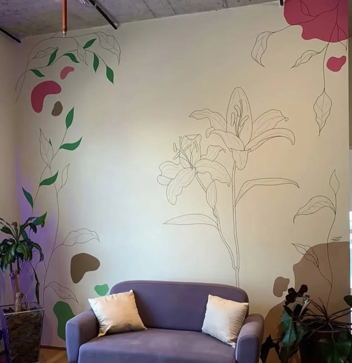 Cafe mural — close-up